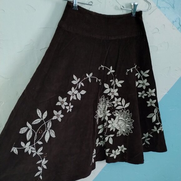 Talbots Brown Beaded Corduroy Skirt - Picture 5 of 12